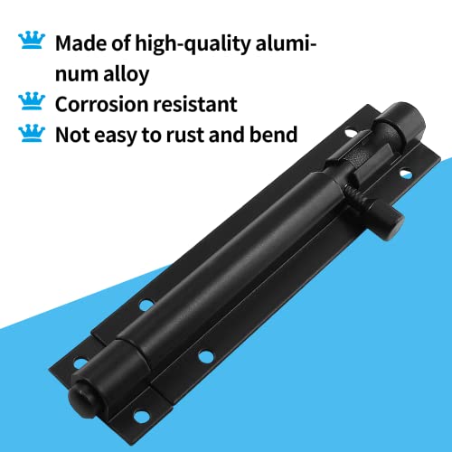 Biaungdo 6 Pcs Slide Bolt Latch Lock, 4 Inch Barrel Bolt Door Security Slide Latch Lock Aluminum Alloy Gate Sliding Lock Door Latch With Screws & Screw Driver(Black) #TOP2