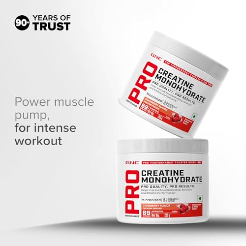 Image of GNC Pro Performance Pure Micronized Creatine Monohydrate with Free Shilajit|250 gm & 10 gm Shilajit|Instantized|Fuels Muscles|Increase Muscle Mass|Rapid Absorption|Cranberry