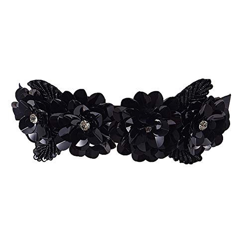 Sparking Rhinestone Crystal Women's Elastic Wide Skinny Waist Stretch Belt for Dress