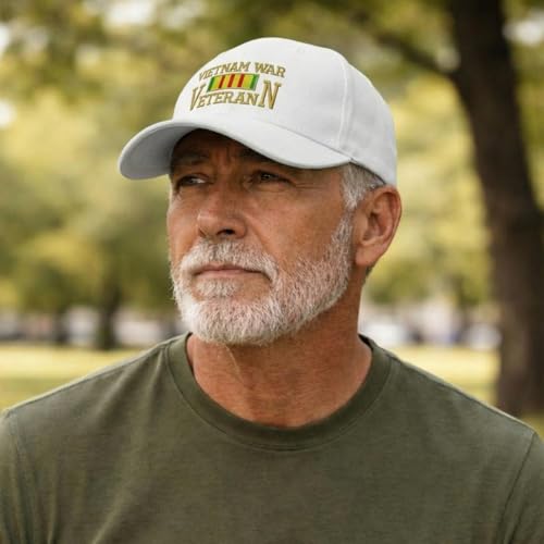 Speedy Pros Baseball Cap Vietnam Veteran War A Embroidery Acrylic Dad Hats for Men & Women Strap Closure White