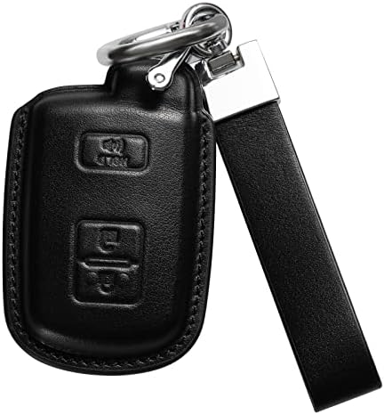 Smyfob for Toyota Key Fob Cover Compatible with 4Runner Tacoma Sequoia Leather Lanyard Key Chain Holder Car Key Case Protector TRD Accessories
