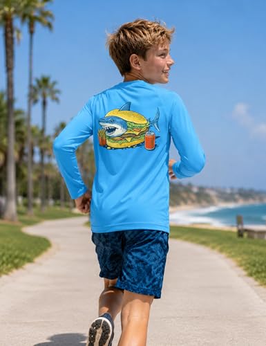 Twekfish Boys UPF 50+ Fishing Shirt Long Sleeve, Youth Sun Protection Rash Guard,Quick Dry Swim Shirts for Water Beach Surf — view 2