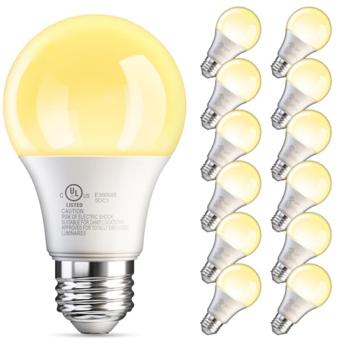 TJOY 12 Pack A19 LED Light Bulbs, 60 Watt Equivalent LED Bulb, Efficient 9W, Soft Warm White 2700K, E26 Standard Base, Non Dimmable Energy Saving Lightbulb, 800LM, 80 CRI, 120V, UL Listed
