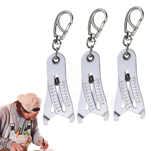 Lot de 3 porte-clés portables et précis - Outil de vérification de la taille du filetage des écrous et des boulons - Jauge de filetage en pouces et métriques - Porte-clés pour une mesure rapide et