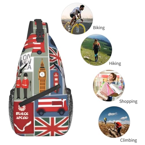 Mochila cruzada con símbolos de Inglaterra negra miniatura 6