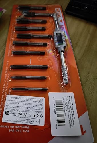 Gewindeschneider Gewindebohrer Set M5 M6 M7 M8 M10 M12 Gewindeschneidsatz 11 Tlg Metrisch mit BohrerFeingewinde Werkzeug Gewindeschneidmaschine Zoll Profi Windeisen M3 - M12 Tap and Die Set