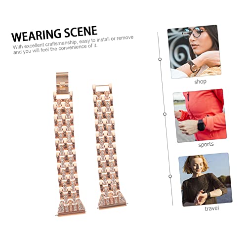 Happyyami Stainless Steel Watch Band Metal Watchstrap Glittering Diamonds Fit for Galaxy Watch Active Wedding Party Accessory4