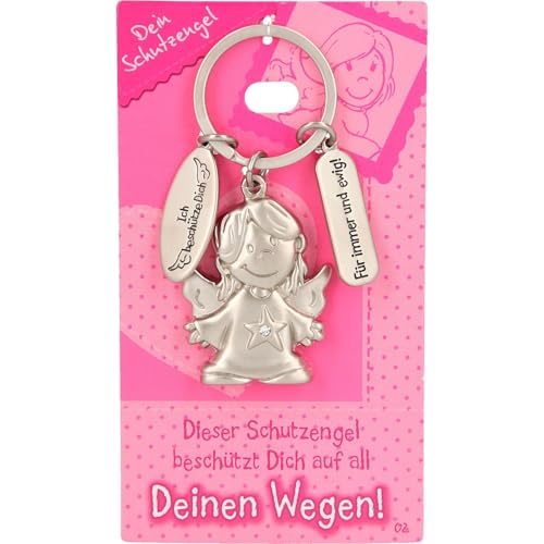 Depesche 7518-002 Schutzengel Schlüssel-Anhänger aus Metall, Glücksbringer mit Engel, Schlüsselring und liebevoller Botschaft, zum Verschenken an Familienmitglieder, Freunde und Bekannte