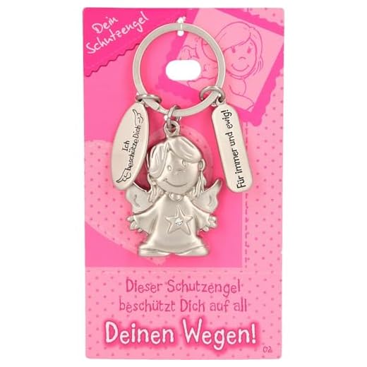 Depesche 7518-002 Schutzengel Schlüssel-Anhänger aus Metall, Glücksbringer mit Engel, Schlüsselring und liebevoller Botschaft, zum Verschenken an Familienmitglieder, Freunde und Bekannte