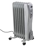 AMOS 1500W Electric Oil Filled Radiator Heater 7-Fin Portable Thermostat Heating...