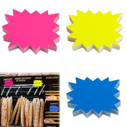 150 Pcs Etiquette Prix Fluorescent, Étiquettes de Prix en Forme D'Étoile, Étiquettes Vierges en Forme D'étoile, pour Les Magasins de Detail Supermarché...