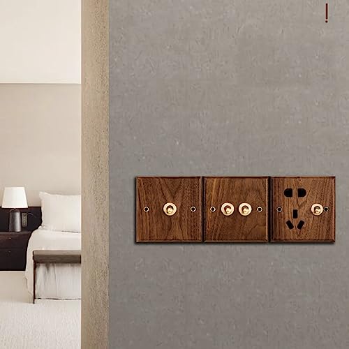 Miniatura 5 de Panel De Interruptor De Palanca Retro, Panel De Interruptor De Pared De Nogal De Palanca Única Antigua De 250v Con Tornillos, Placa De Interruptor De Madera De Granja Para Baño De Dormitorio