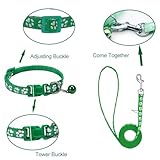 Hundehalsband und Leine, Halsband und Leine für kleine Hunde, Hundehalsbänder, hundehalsband, Bequeme verstellbares Hundehalsband, Hundehalsband und Leine Set, Welpenhalsband,Grün
