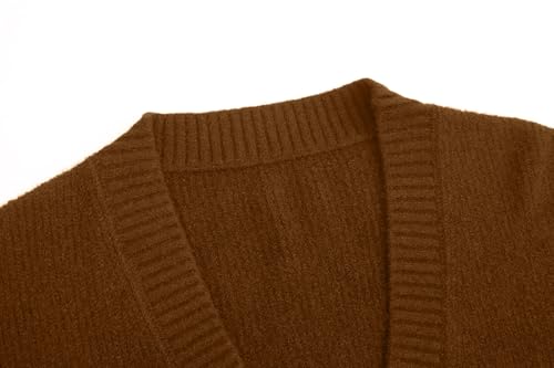 Image of Women's Knit Cardigans Open Front Long Sleeve V Neck Button Down Loose Cardigan Sweaters Cable Knit Outwear Coats