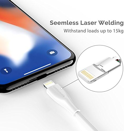 UNBREAKcable 6.6ft/2M iPhone Charger Cable - [Apple MFi Certified] 2.4A iPhone Lightning Cable Sync and Charger Lead Compatible with iPhone 14 13 12 11 Pro Max XR XS X 8 7 SE 2022 iPad - White