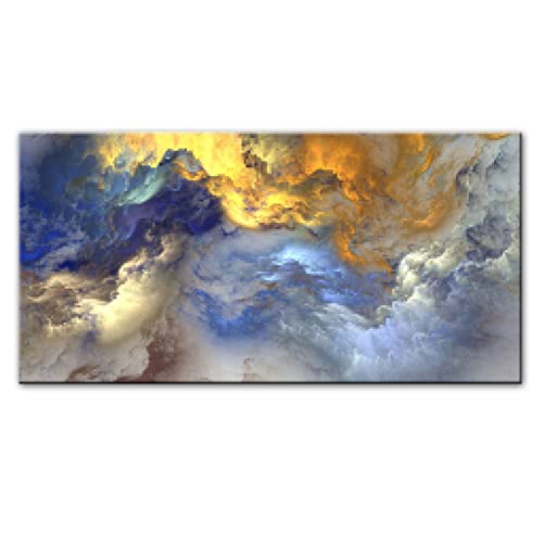 Tableau abstrait doré moderne de nuage mystérieux en toile pour chambre 80x160cm sans cadre