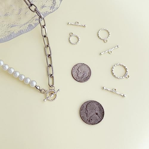 925 Sterling Silver Toggle Clasps For Necklace Bracelet Jewelry Making,Textured Ring Ot Clasp Connectors T-Bar & Round Buckle Bracelet Clasps And Closures (Made In Italy) #TOP5