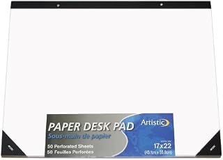 Artistic 17"x22" Plain White Paper Drawing & Note Desk Pad, 50 Sheets, Perforated