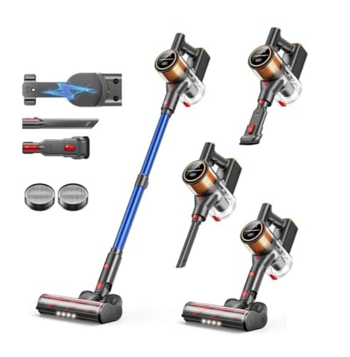 SunSare Aspiradora inalámbrica 550 W/45 000 Pa/60 min de autonomía, con estación de Carga, Ligera y de pie, ultrasilenciosa para Suelos Duros, alfombras y Pelo de Mascotas