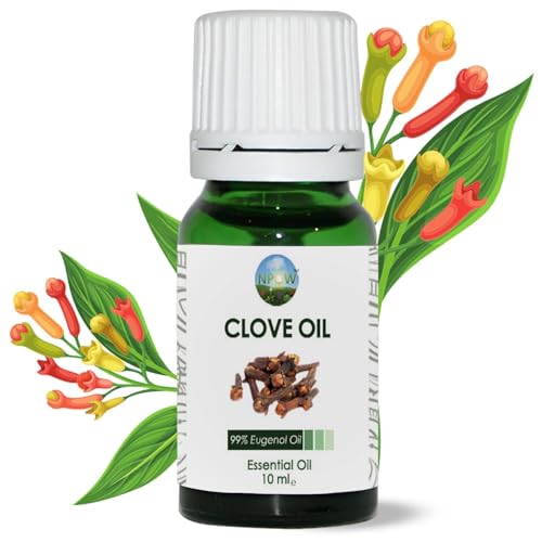 NPOW Clove Oil for Toothache Pain Relief for Adult – Oil of Cloves for Toothache Natural Dental Solution, Clove Bud Oils, Cloves Extract for Oral Care, Tooth Pain Relief and Dental Health - 10ml