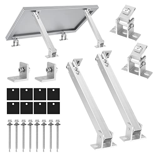 Xverycan Support de Panneau Solaire, Support de Panneau Solaire Ajustable, Angle Ajustable 0° - 60°, Support de Panneau Solaire pour Toit Plat, Montage Mural, Bateau, Camping-car Cover