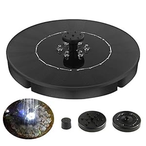 Ponacat Zonne-fonteinpomp, 2,4 W zonne-waterpomp drijvende fontein ingebouwd 6 leds licht, vogelbad aangedreven paneel…