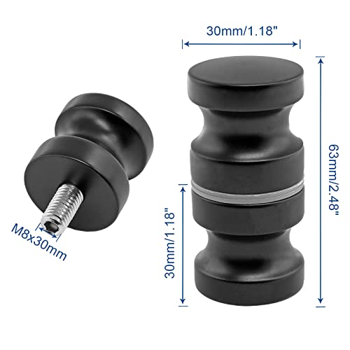 Unlorspy 2 Set Double Sided Shower Glass Door Knobs Solid Aluminum Alloy Back-To-Back Shower Door Knobs Bathroom Door Handle Knob For Glass Door (2.48" Height, Black) #TOP1