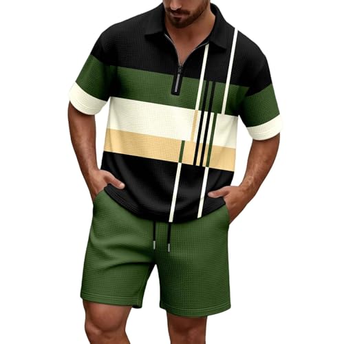 Ensemble gaufré respirant contre la chaleur homme polo short droit