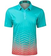 TAPULCO Mens Fashion Print Moisture Wicking Breathable Short Sleeve Golf Polo Casual Daily Tshirts