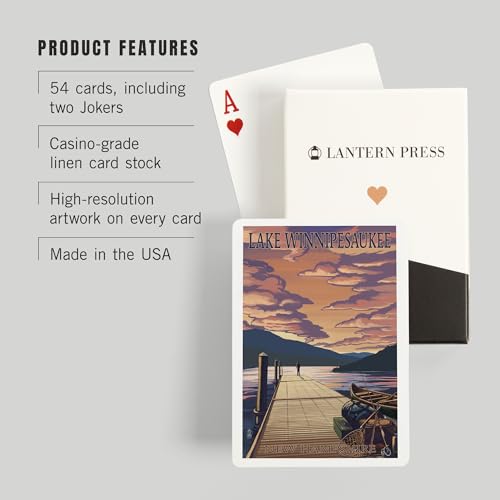 Baraja de 52 cartas tamaño póker scenic Lake Winnipesaukee miniatura 3