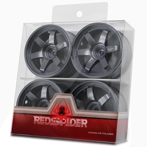 REDSPIDER • Aluminum 1/10 RC Drift Wheels 12mm Hex for 1:10 Rally Racing Car Tires Tamiya TT01 TT02 XV01 TA06 A959 PTG2 HPI KYOSHO HSP PTG2 Touring Street Tyres 4pcs (Titanium)