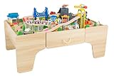 Coemo Spieltisch Theo Holz mit Schublade 100tlg. Holzeisenbahn