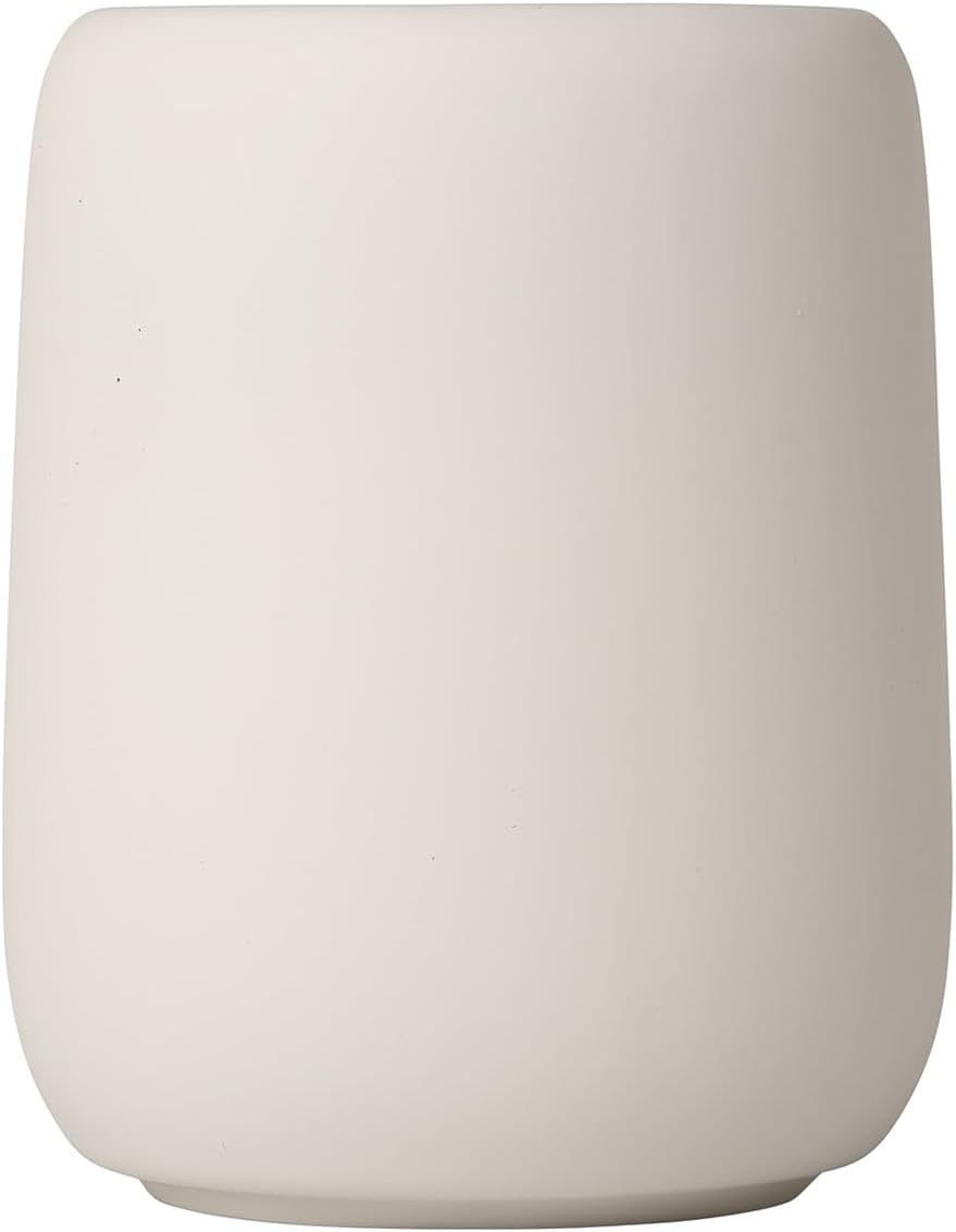 blomus - Moonbeam 69057 Ceramic Toothbrush Holder with Space for Toothbrush and Toothpaste, Soft Touch, Exclusive Bathroom Accessory (H x W x D): 11 x 8.5 x 8.5 cm, Moonbeam