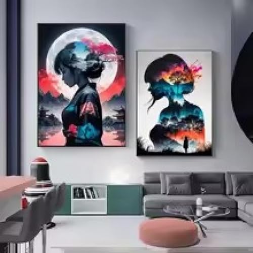 Toile femme sexy impression portrait fille de la ville rose art mural salon
