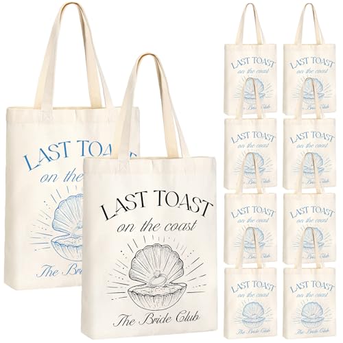 Aliceset 10 Pieces Bridesmaid Tote Bags for Last Toast on