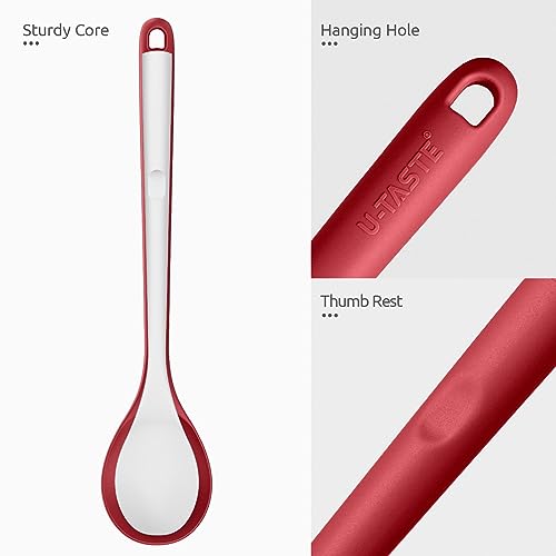 Image of U-Taste Silicone Cooking Spoon, 13.3 inch Long Large Mixing Spoon, Red