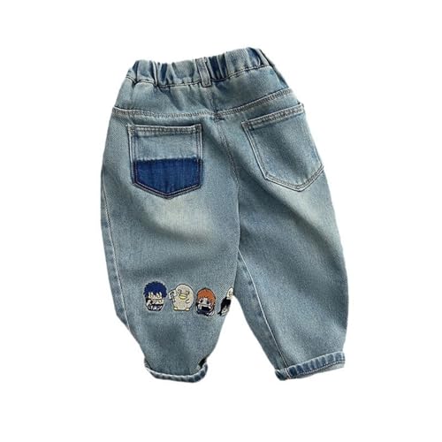 Children's Embroidered Loose-Fitting Jeans in Korean Style for Spring and Autumn