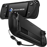 SPIGEN for Steam Deck OLED/LCD Case, Rugged Armor Carbon Fiber Design Extra Corner Enhanced Grip Game Console Travel Protection Adjustable Hand Strap Precise Cutouts Cover - Black