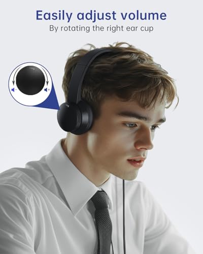 image for Masajoy USB Headset with Microphone for PC, Wired Headphones with Mic 