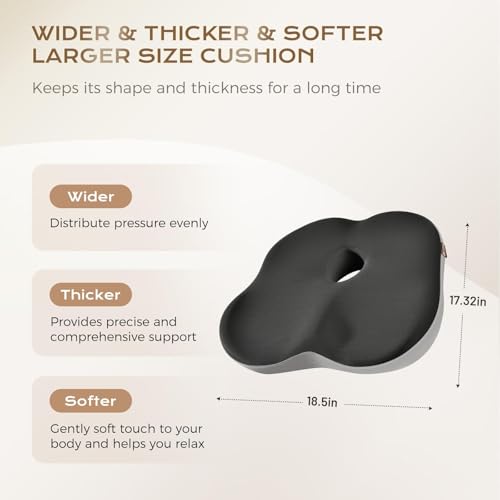 Image of Coverado Seat Cushion for Sciatica Pain Relief, Ergonomic Memory Foam Wheelchair Cushions, Non-Slip Washable Car Seat Cushions for Driving Travel Truck Office Chair Car Driving Driver Gray&Black