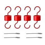 Metal Ant Moat for Hummingbird Feeders, Hummingbird Feeder Ant Guards for Outdoors Hanging, Feeder Accessory 4 Hooks with 4 Brushes, Red