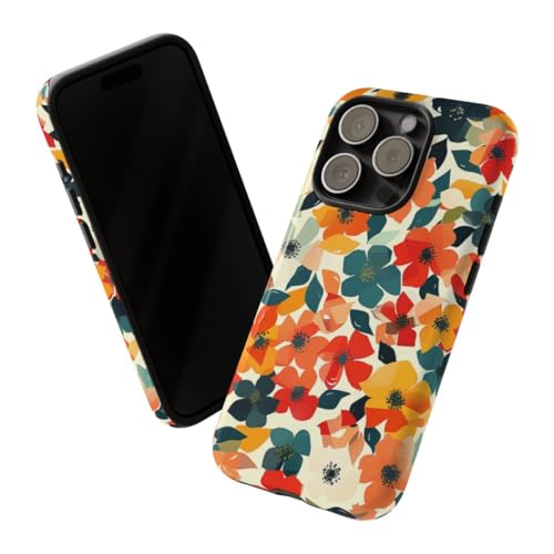 Coque iPhone 15 Pro rigide florale pour éviter les rayures motif orange - 2