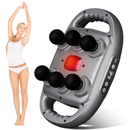 AURIVEE Pistola de Masaje 6 Cabezales, 9 Velocidades & 9 Modos Masajeador de Tejido Profundo, Eléctrico para Espalda, Piernas, Brazos, Glúteos - Alivio Dolor Muscular