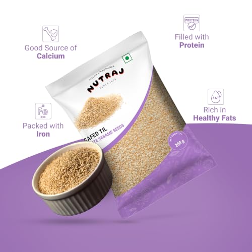 Image of Nutraj White Sesame Seeds (Safed Til) 400g (200g Pack of 2)