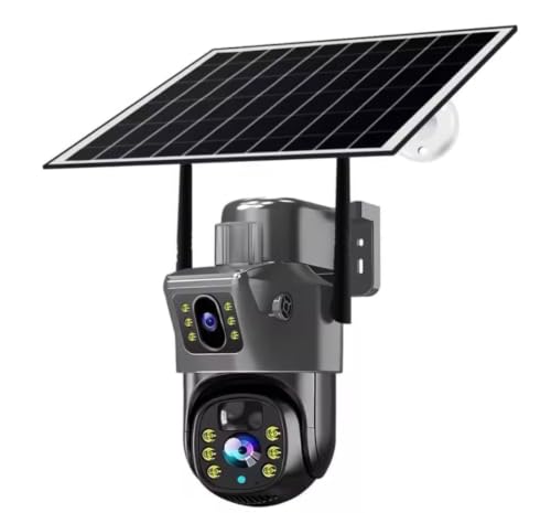 Image of DDLC 6MP Solar Powered WiFi PTZ Security Camera with Dual Lens, 360 Pan Tilt, Color Night Vision, Weather Resistance CCTV Camera, Wireless Dual Lens Solar Camera with Mobile App