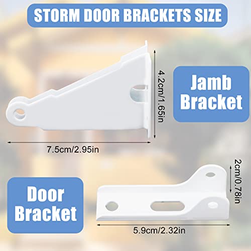 Screen Door Closer Kit, Storm Door Replacement Parts Compatible With Wright Products Screen Door Stopper Parts With Brackets, Pins And Mounting Screws (White) #TOP2