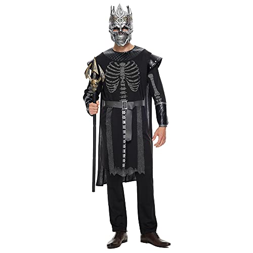 Costume de roi squelette pour homme EraSpooky de chevalier noir d'Halloween