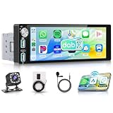 Rimoody DAB+/DAB Autoradio 1 Din con Wireless Carplay Android Auto Bluetooth 5.2 FM/AM Radio, 6.86 Pollici Touchscreen Radio con Mirror Link USB/EQ/Type C Controllo del Volante Telecamera Posteriore