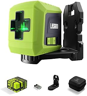 LASGOO Laser Level Self Leveling, Green Cross Laser Line with Vertical and Horizontal for Picture Hanging and Construction, Magnetic Rotating Stand and Portable Case Included, Green