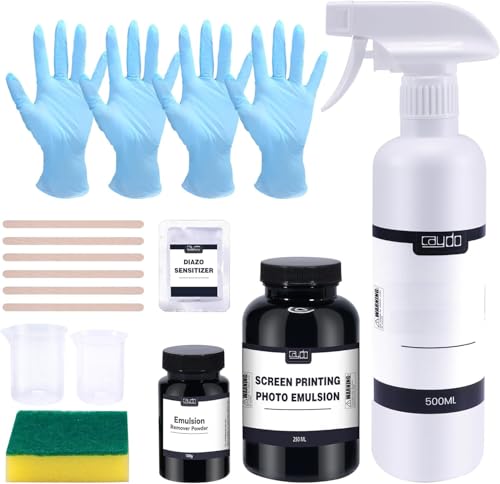 Caydo Screen Printing Emulsion Kit Includes Screen Printing Emulsion Remover Powder (Mix - 2000oz), Screen Printing Photo Emulsion (8.5 oz), Diazo Sensitizer, Screen Printing Supplies by Caydo - Used condition - US$31.35
